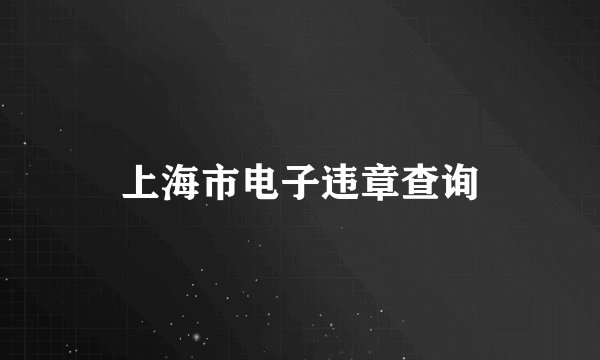 上海市电子违章查询