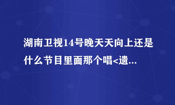 湖南卫视14号晚天天向上还是什么节目里面那个唱<遗失的美好>的小男孩叫什么名字