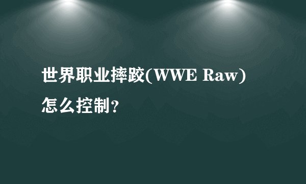世界职业摔跤(WWE Raw) 怎么控制？