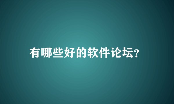 有哪些好的软件论坛？