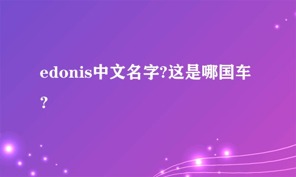 edonis中文名字?这是哪国车？