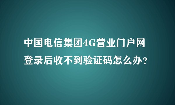 中国电信集团4G营业门户网登录后收不到验证码怎么办？