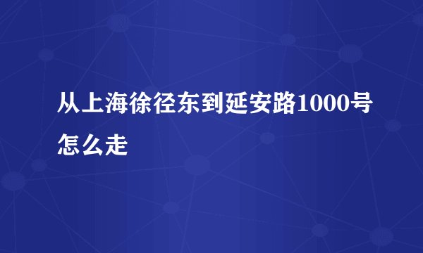 从上海徐径东到延安路1000号怎么走