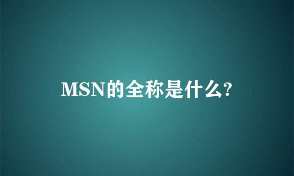 MSN的全称是什么?