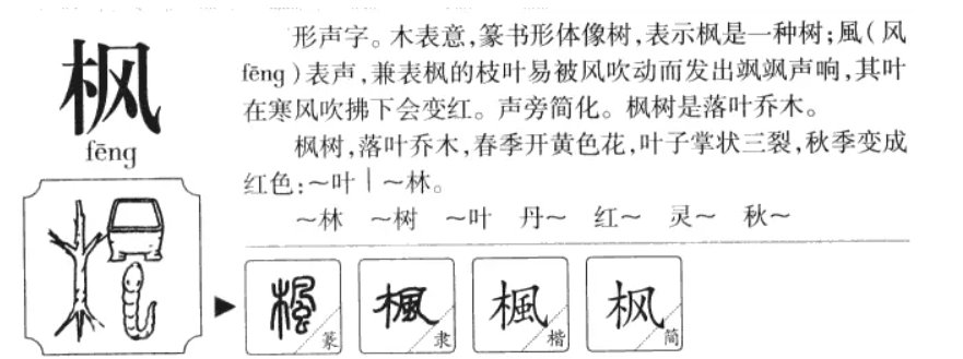 枫字怎么读