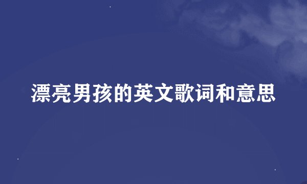 漂亮男孩的英文歌词和意思