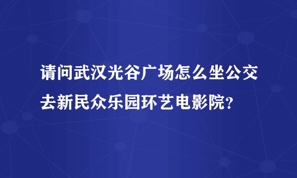 请问武汉光谷广场怎么坐公交去新民众乐园环艺电影院？