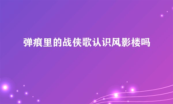 弹痕里的战侠歌认识风影楼吗