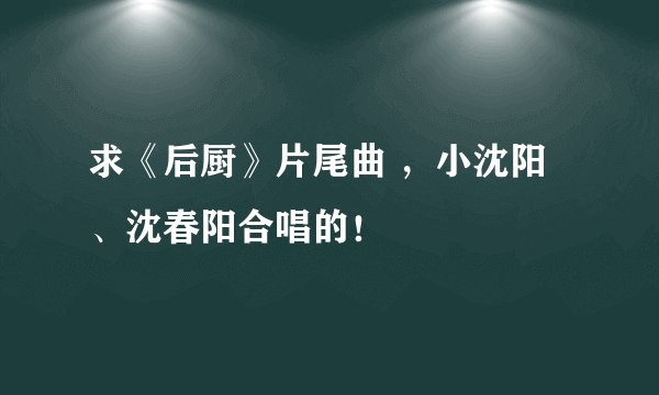 求《后厨》片尾曲 ，小沈阳、沈春阳合唱的！