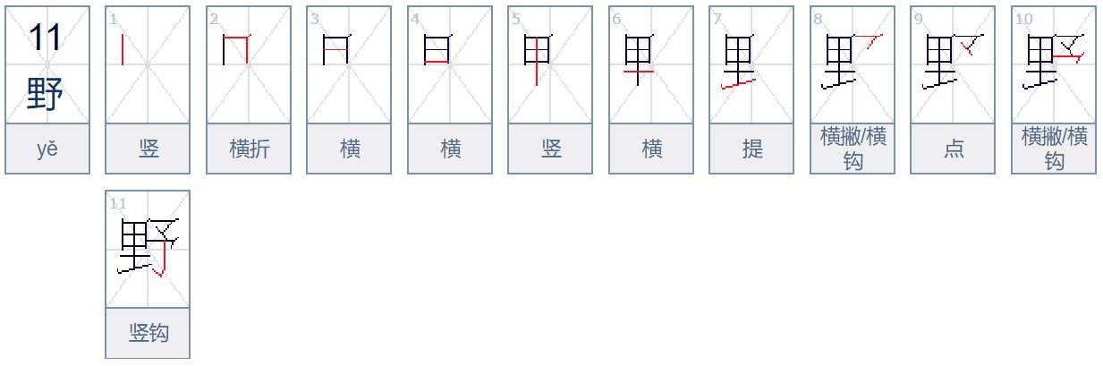 野字的笔画顺序