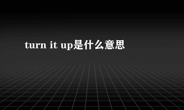 turn it up是什么意思