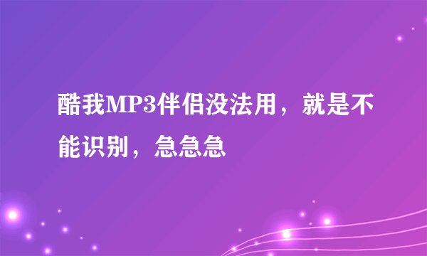 酷我MP3伴侣没法用，就是不能识别，急急急