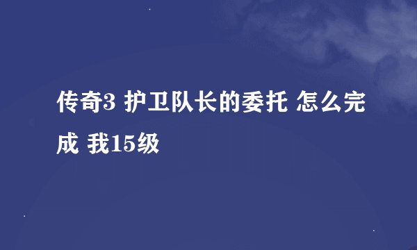 传奇3 护卫队长的委托 怎么完成 我15级