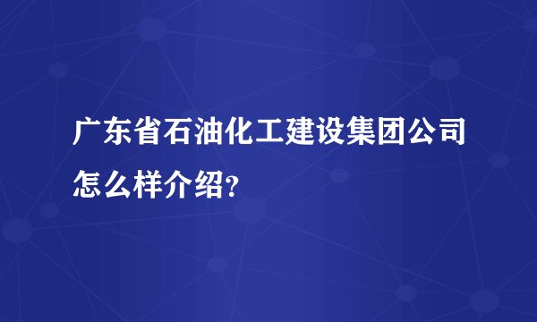 广东省石油化工建设集团公司怎么样介绍？