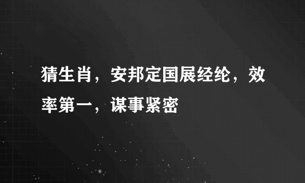 猜生肖，安邦定国展经纶，效率第一，谋事紧密