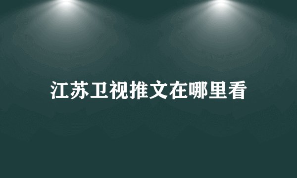 江苏卫视推文在哪里看