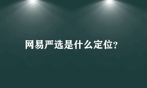 网易严选是什么定位？