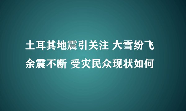 土耳其地震引关注 大雪纷飞余震不断 受灾民众现状如何