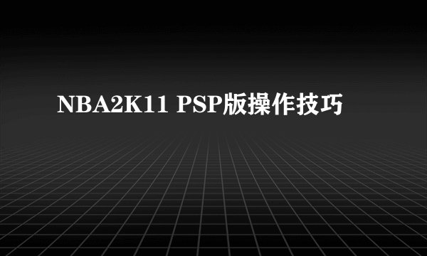 NBA2K11 PSP版操作技巧