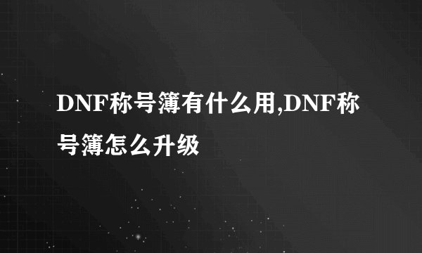 DNF称号簿有什么用,DNF称号簿怎么升级