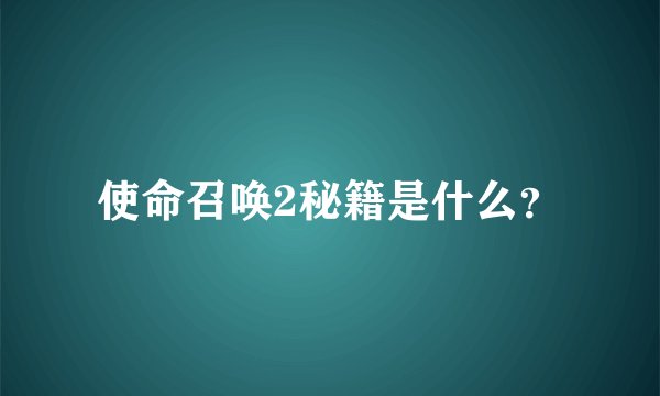 使命召唤2秘籍是什么？