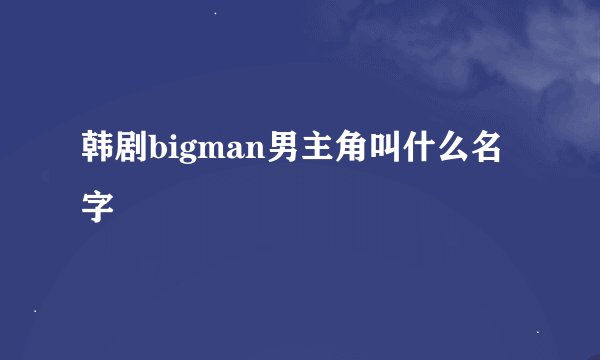 韩剧bigman男主角叫什么名字