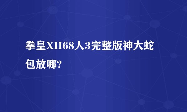 拳皇XII68人3完整版神大蛇包放哪?
