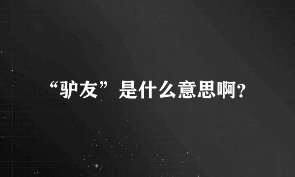 “驴友”是什么意思啊？