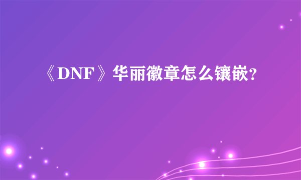 《DNF》华丽徽章怎么镶嵌？
