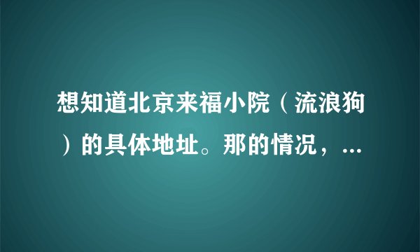 想知道北京来福小院（流浪狗）的具体地址。那的情况，去的话可以带些什么需要的东西。