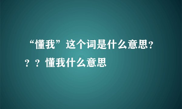 “懂我”这个词是什么意思？？？懂我什么意思