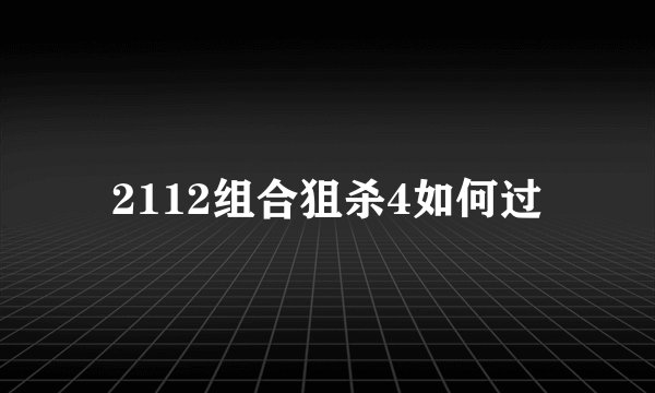 2112组合狙杀4如何过