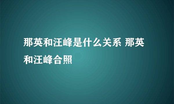 那英和汪峰是什么关系 那英和汪峰合照