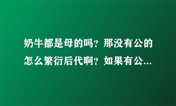 奶牛都是母的吗？那没有公的怎么繁衍后代啊？如果有公的，那公的有奶吗？