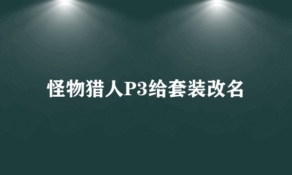 怪物猎人P3给套装改名