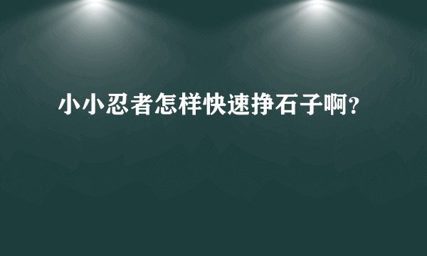 小小忍者怎样快速挣石子啊?