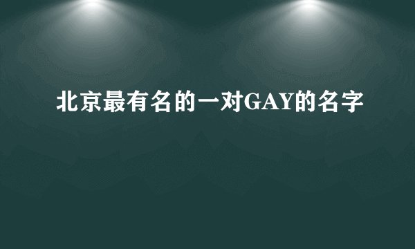 北京最有名的一对GAY的名字