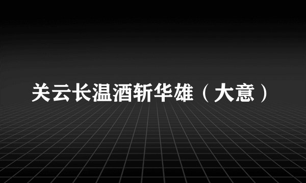 关云长温酒斩华雄（大意）