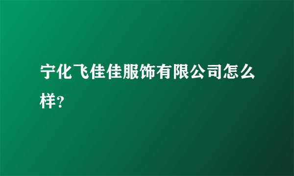 宁化飞佳佳服饰有限公司怎么样?