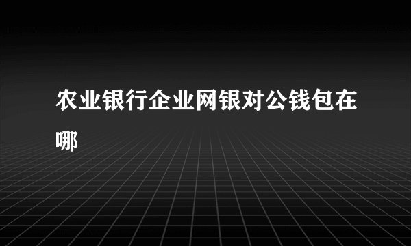 农业银行企业网银对公钱包在哪