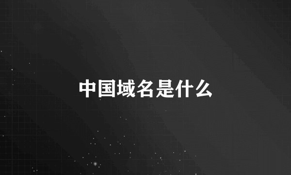 中国域名是什么