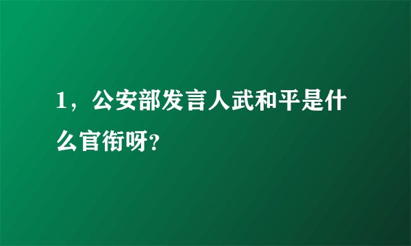 1，公安部发言人武和平是什么官衔呀？