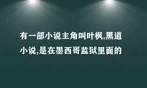 有一部小说主角叫叶枫,黑道小说,是在墨西哥监狱里面的