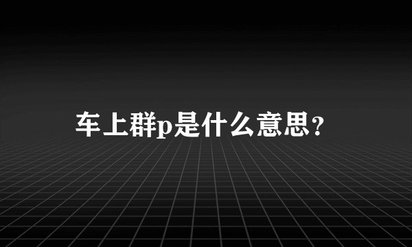 车上群p是什么意思？