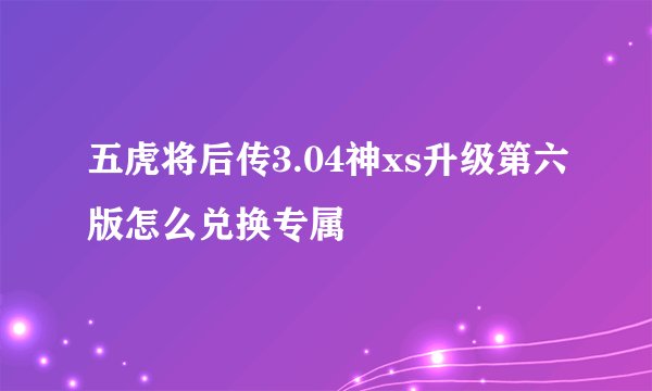 五虎将后传3.04神xs升级第六版怎么兑换专属