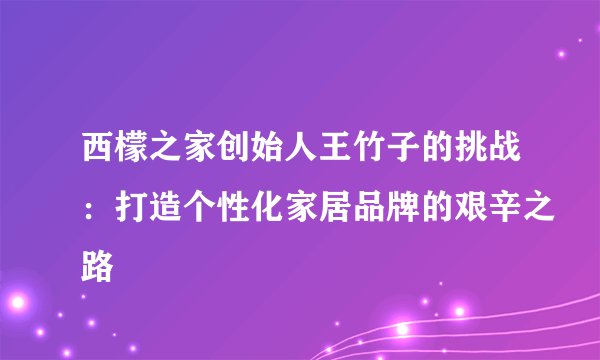 西檬之家创始人王竹子的挑战：打造个性化家居品牌的艰辛之路
