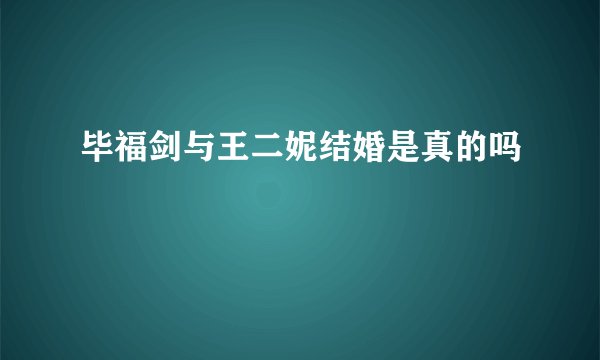 毕福剑与王二妮结婚是真的吗