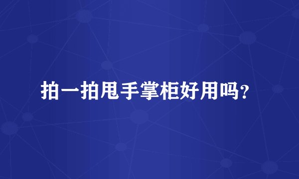 拍一拍甩手掌柜好用吗？