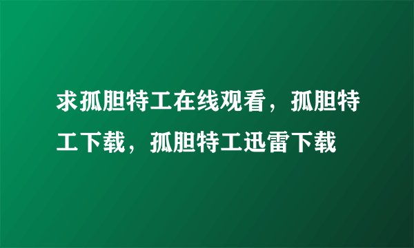 求孤胆特工在线观看，孤胆特工下载，孤胆特工迅雷下载
