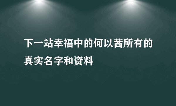 下一站幸福中的何以茜所有的真实名字和资料